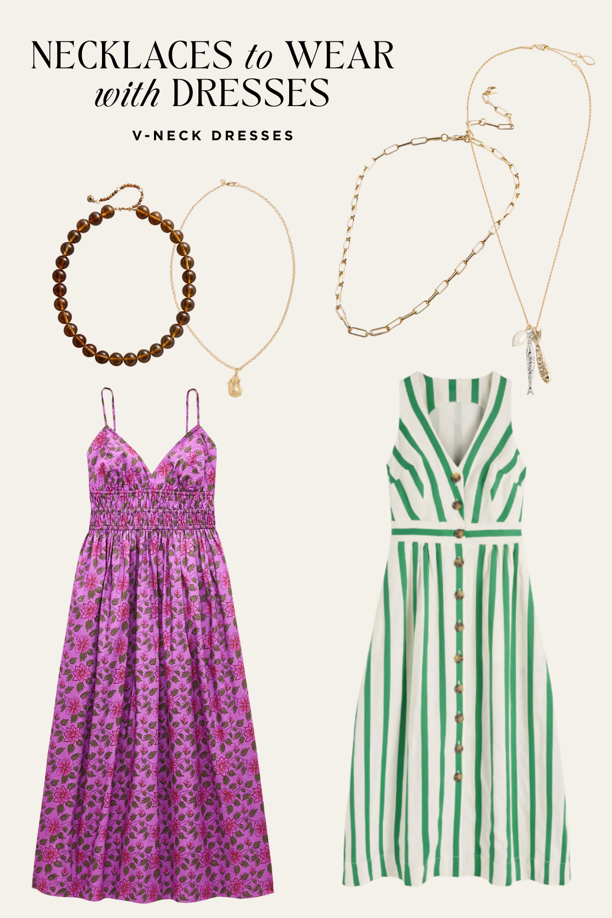 what necklaces to wear with v-neck dresses