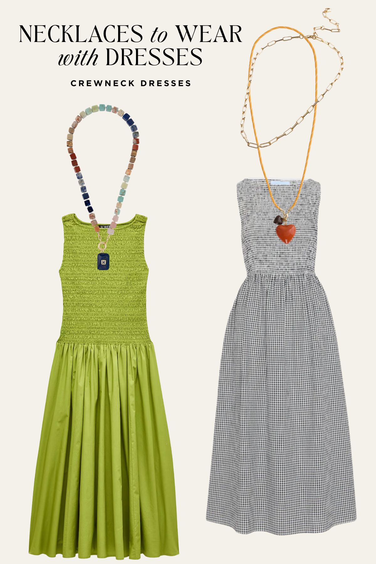 what necklaces to wear with crewneck dresses