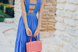 Blue Peasant Dress + Tassel Sandals in Mexico